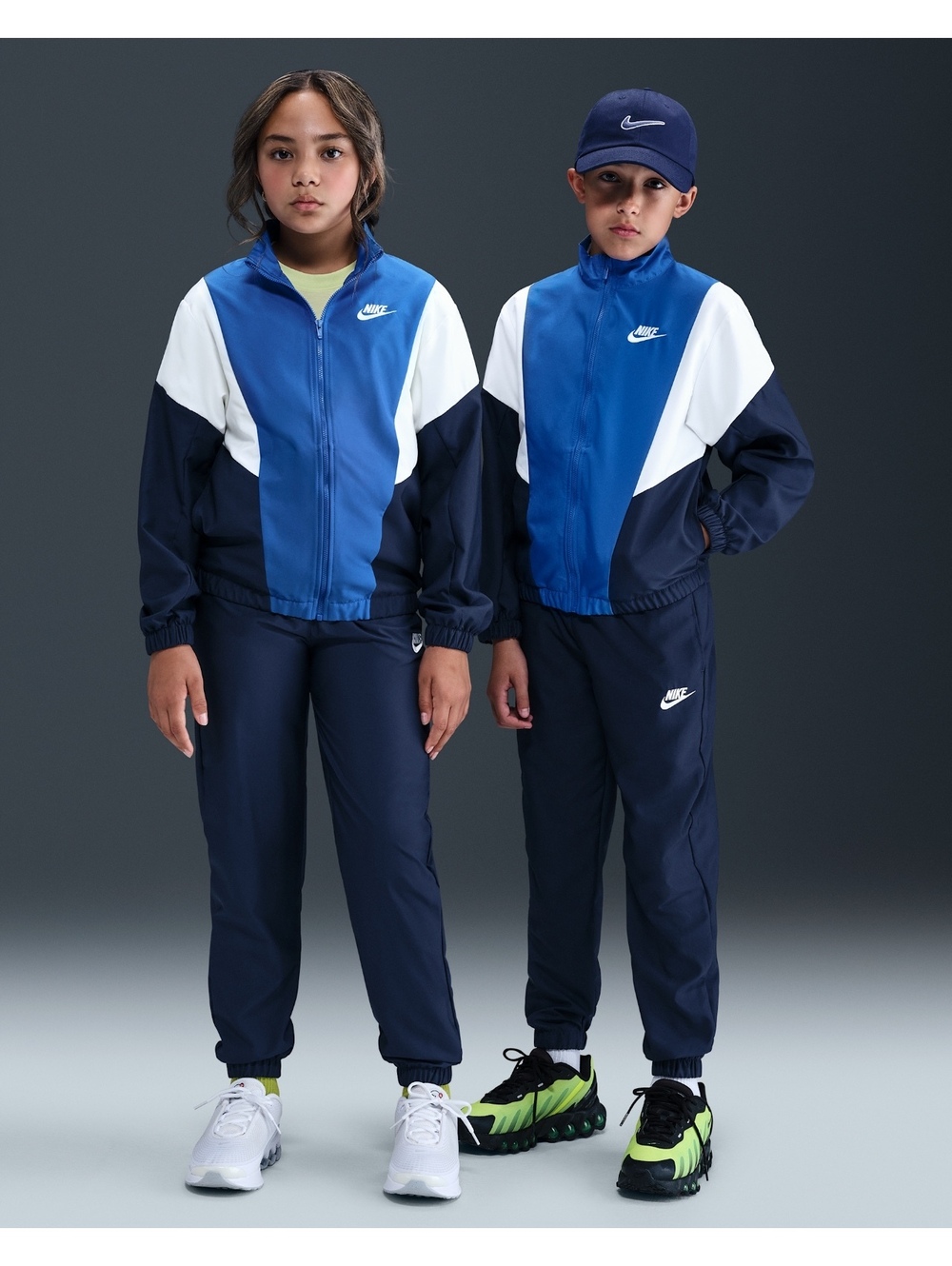 Nike Sportswear Big Kids' Woven Tracksuit Size L Blue White Navy